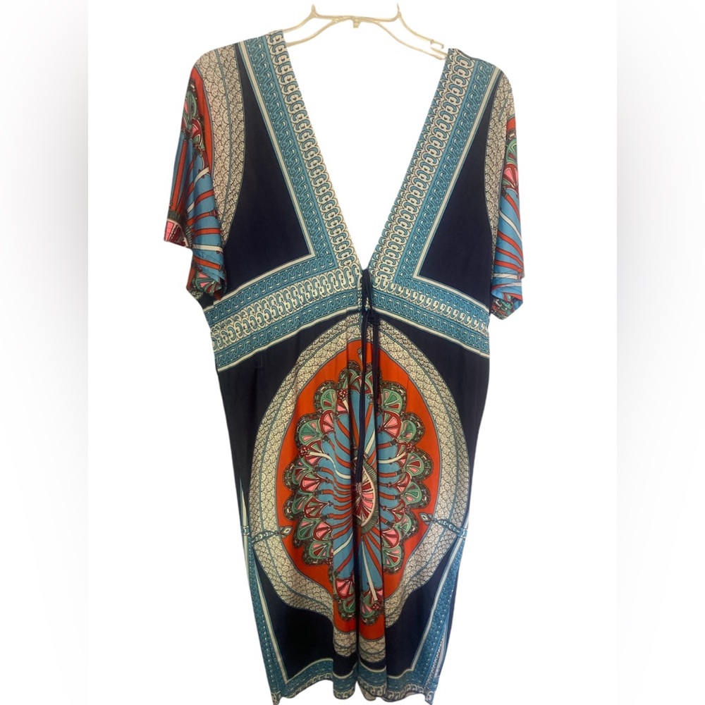 Cherry cat Large deep vneck lightweight boho ladies beach coverup dress